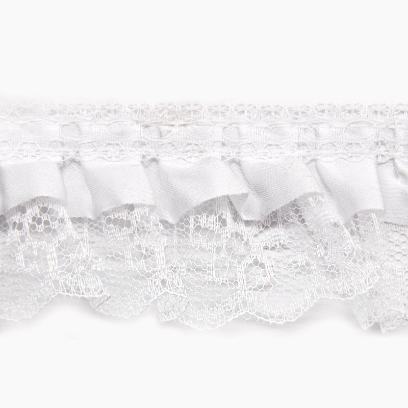 Gathered Lace with Satin Edge - 2" Width (50 Yard Roll) - PB-200-27 White