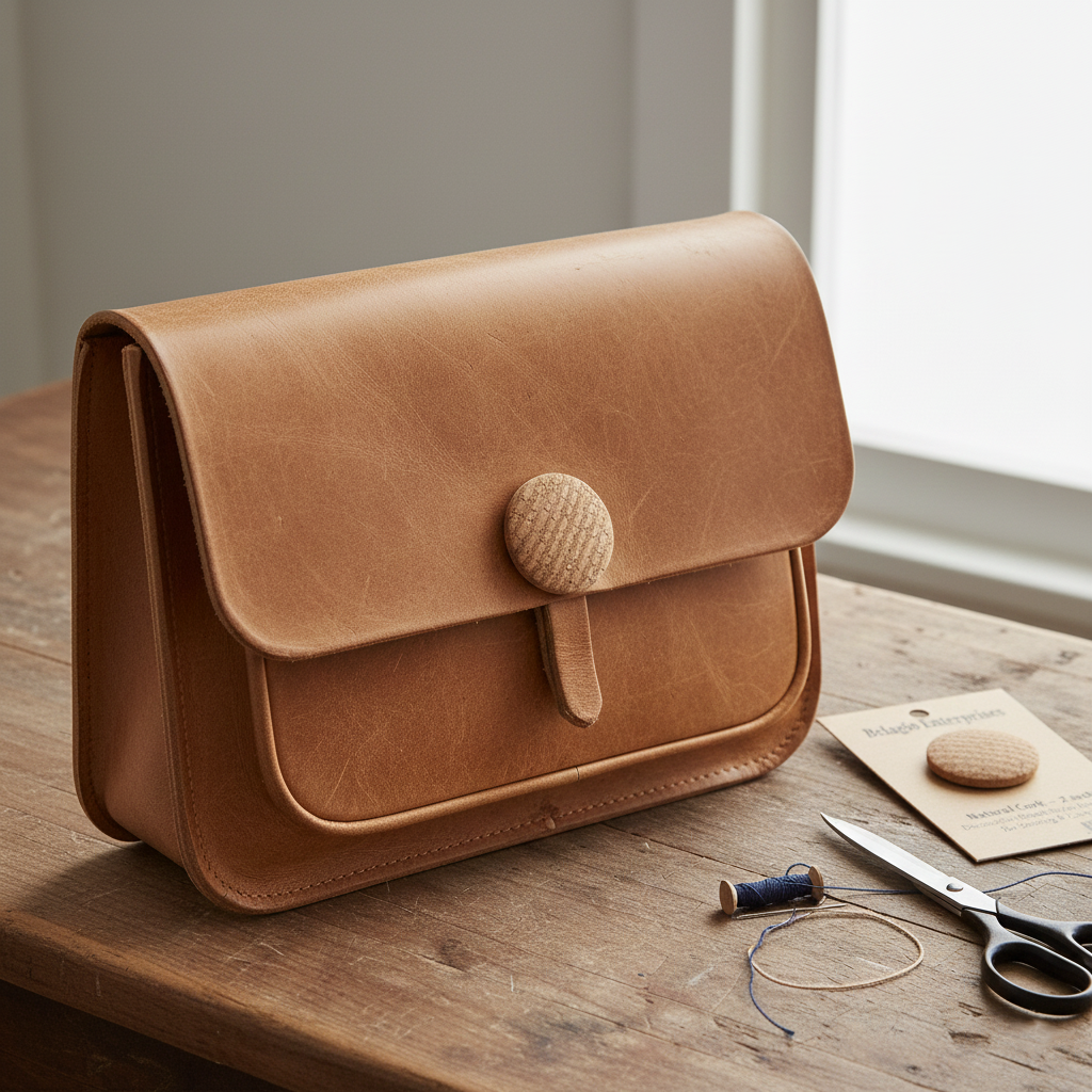 Belagio Enterprises 3pcs 2-inch Natural/Gold Cork Buttons – Decorative Natural Wood-Style Fasteners for Sewing & Crafts (1pc per Card | 3 Cards per Order)