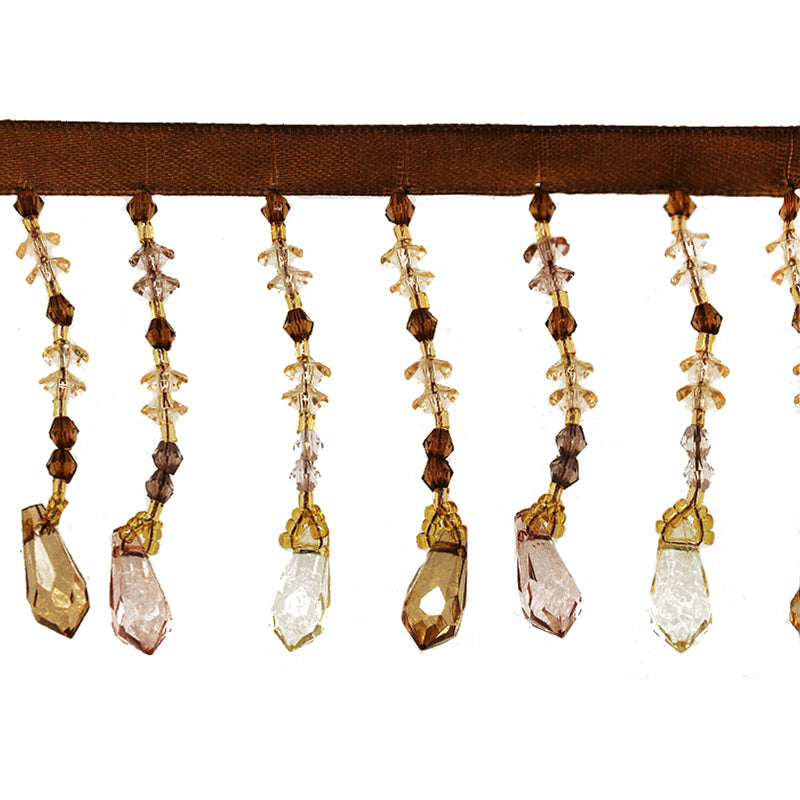 Beaded Fringe - 2 1/2" width (15 Yard Roll) - BB-905-83/10 Brown and Gold