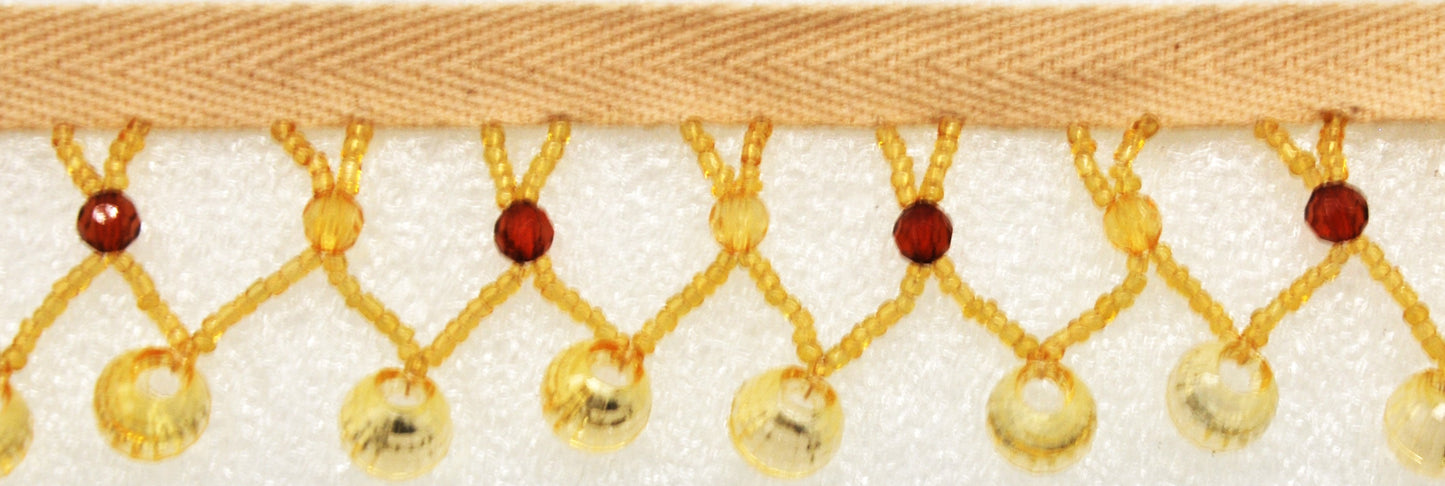 Fantasia Collection - 1 3/4" width BEADED FRINGE (10 Yard Roll) - BB-921-30/10 Yellow and Red