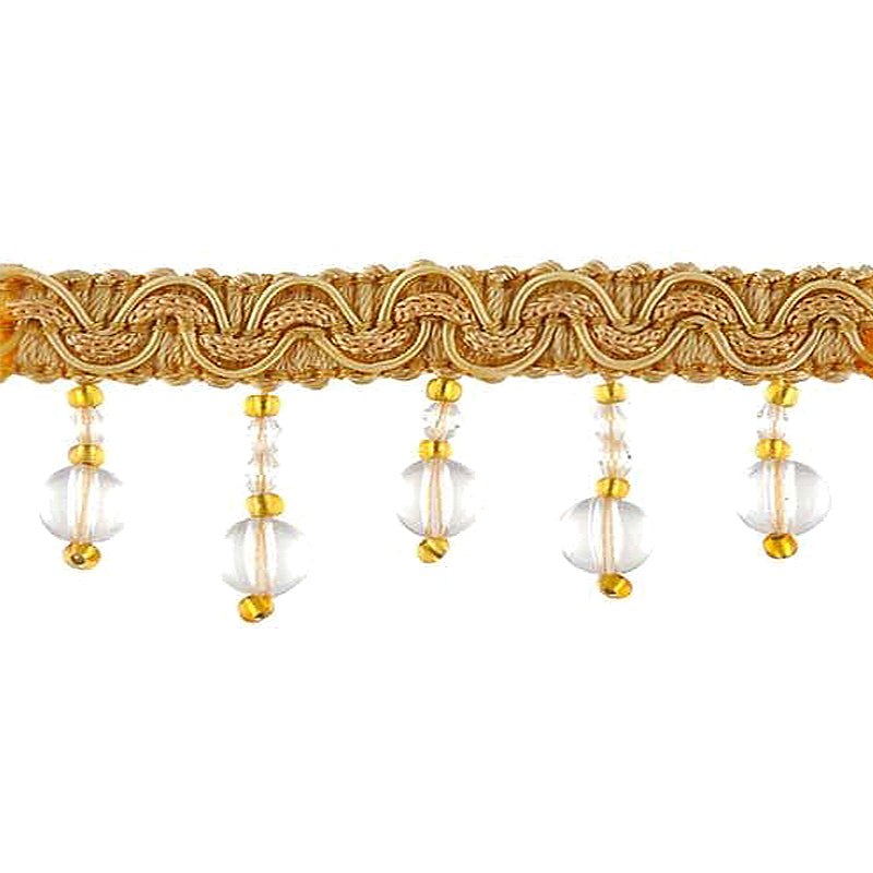 Fascination Collection - 1 1/4" width BEADED FRINGE (15 Yard Roll) - BB-925-30/10 Honey Gold and Gold