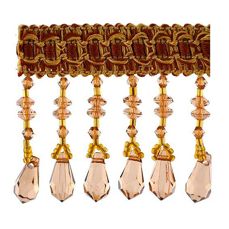 Fascination Collection - 2 1/2" width BEADED FRINGE (15 Yard Roll) - BB-926-16/10 Sable and Gold