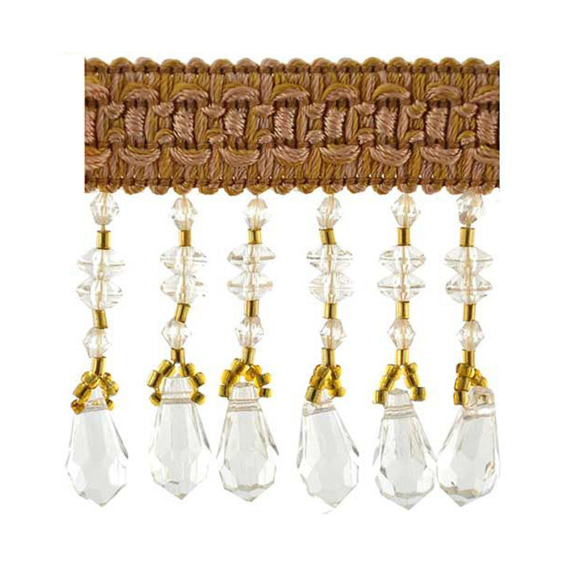 Fascination Collection - 2 1/2" width BEADED FRINGE (15 Yard Roll) - BB-926-24/10 Ivory and Gold