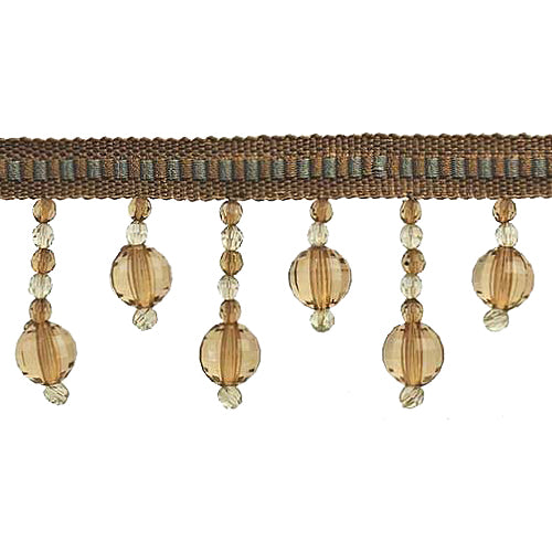 Fascination Collection - 2 1/2" width BEADED FRINGE (15 Yard Roll) - BB-928-11/38 Grey and Toffee