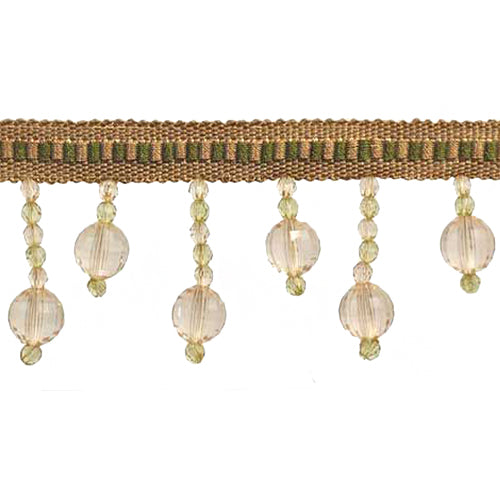 Fascination Collection - 2 1/2" width BEADED FRINGE (15 Yard Roll) - BB-928-14/61 Mint Green and Mocha
