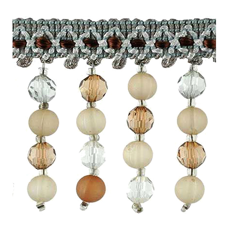 Fascination Collection - 2 1/4" length BEADED FRINGE (15 Yard Roll) - BB-987-11/38 Grey abd Toffee