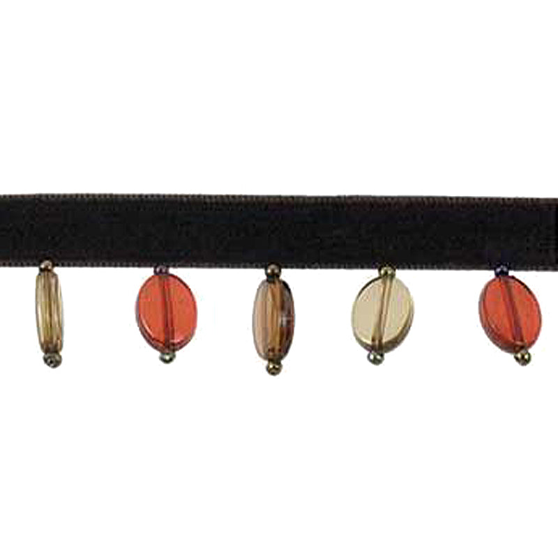 Fantasia Collection - 1" width BEADED FRINGE (15 Yard Roll) - BB-9901-22/06 Red and Brown