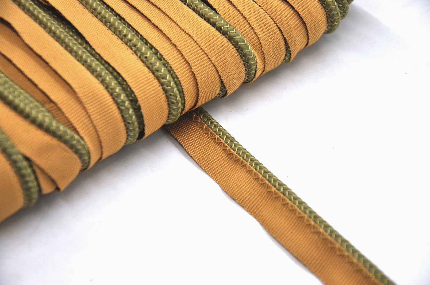 Godiva Collection - 1/4" Width PIPING CORD with LIP (50 Yard Roll) - BC-10099-63/61 Moss Green and Mocha
