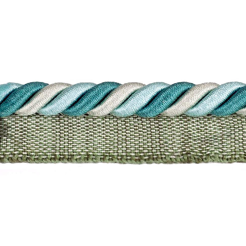 Elegance Collection - 3/8" CORD WITH LIP (50 Yard Roll) - BC-1023-13/33 Turquoise and Mint