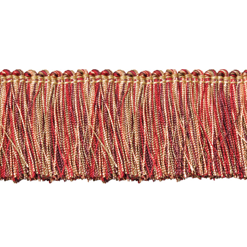 Milante Collection - 2" Brush Fringe (25 YD ROLL) - BF-1480-17/09 Red & Taupe