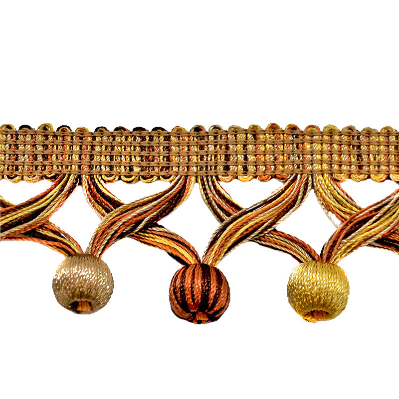 MIlante Collection - 1 3/4" Length BALL FRINGE (25 Yard Roll) - BF-1481-06/38 Rust, Brown and Gold