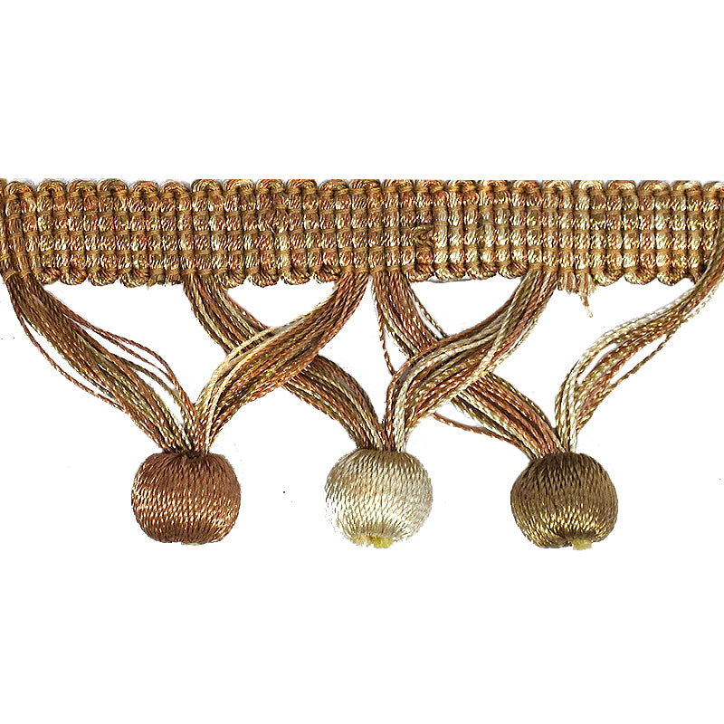 MIlante Collection - 1 3/4" Length BALL FRINGE (25 Yard Roll) - BF-1481-61/18 Gold and Bronze