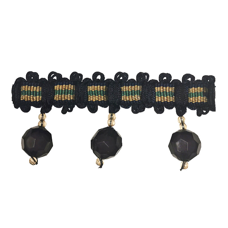 Mystique Collection - 2" length BEADED FRINGE (25 Yard Roll) - BF-4028-05/10 Navy Blue and Gold