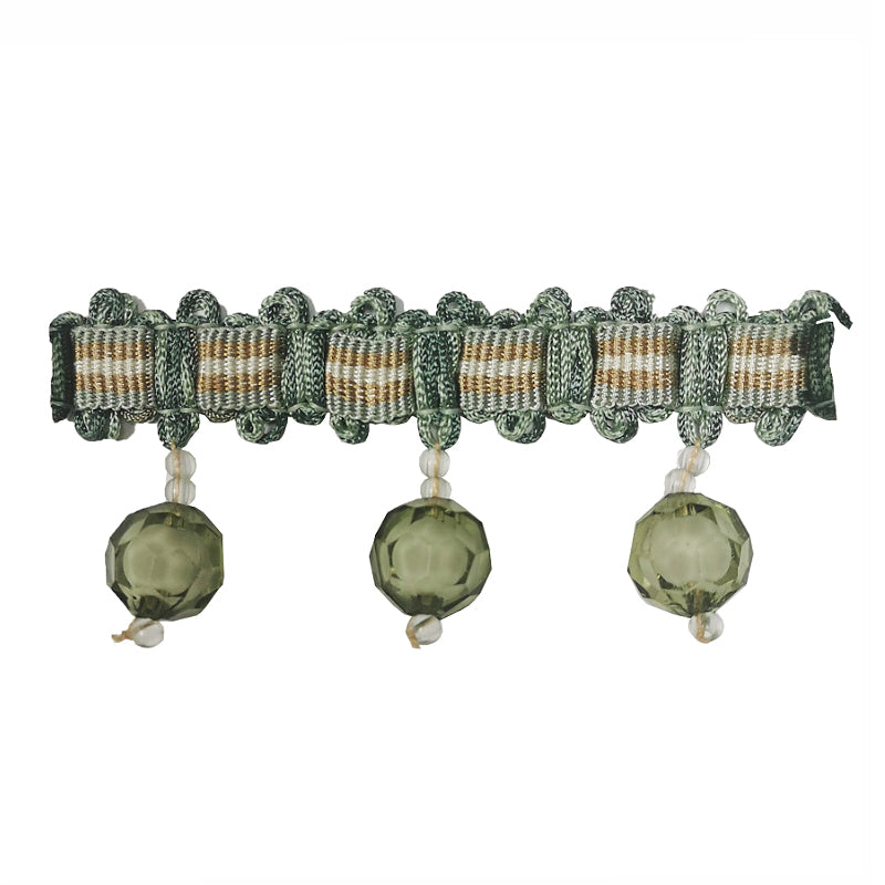 Mystique Collection - 2" length BEADED FRINGE (25 Yard Roll) - BF-4028-23/82 Teal and Taupe