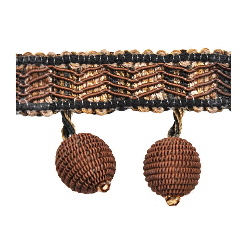 Odyssey Collection - 1 1/2" Ball Fringe (25 Yard Roll) - BF-4030-66/36 Brown and Tan
