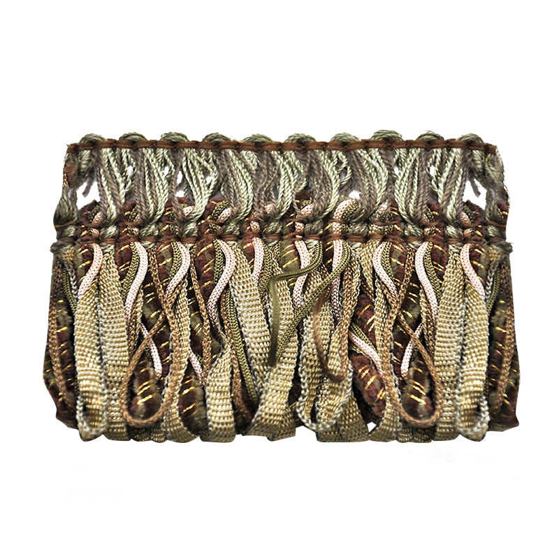 Odyssey Collection - 2 1/2" width Looped Brush Fringe (25 Yard Roll) - Mint and Brown