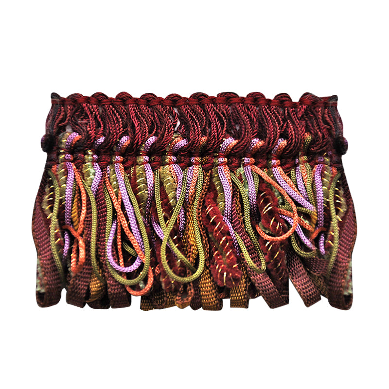 Odyssey Collection - 2 1/2" width Looped Brush Fringe (25 Yard Roll) - Burgundy and Mocha
