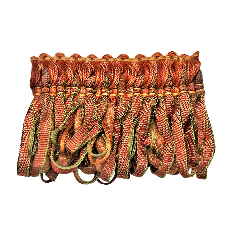 Odyssey Collection - 2 1/2" width Looped Brush Fringe (25 Yard Roll) - Burgundy and Olive