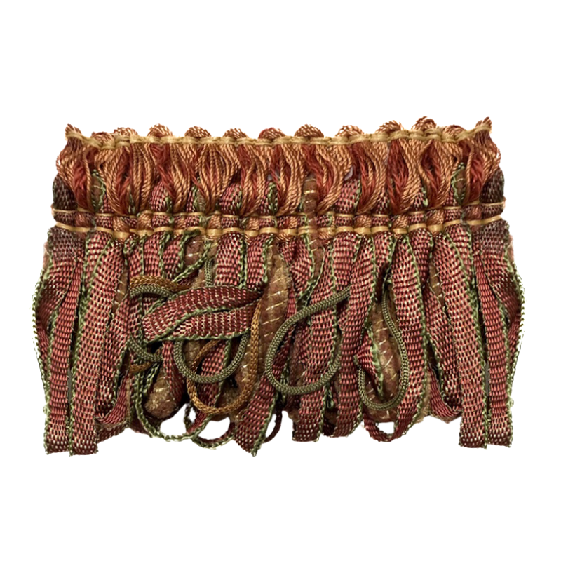 Odyssey Collection - 2 1/2" Looped Brush Fringe (25 Yard Roll) - Bronze and Tan