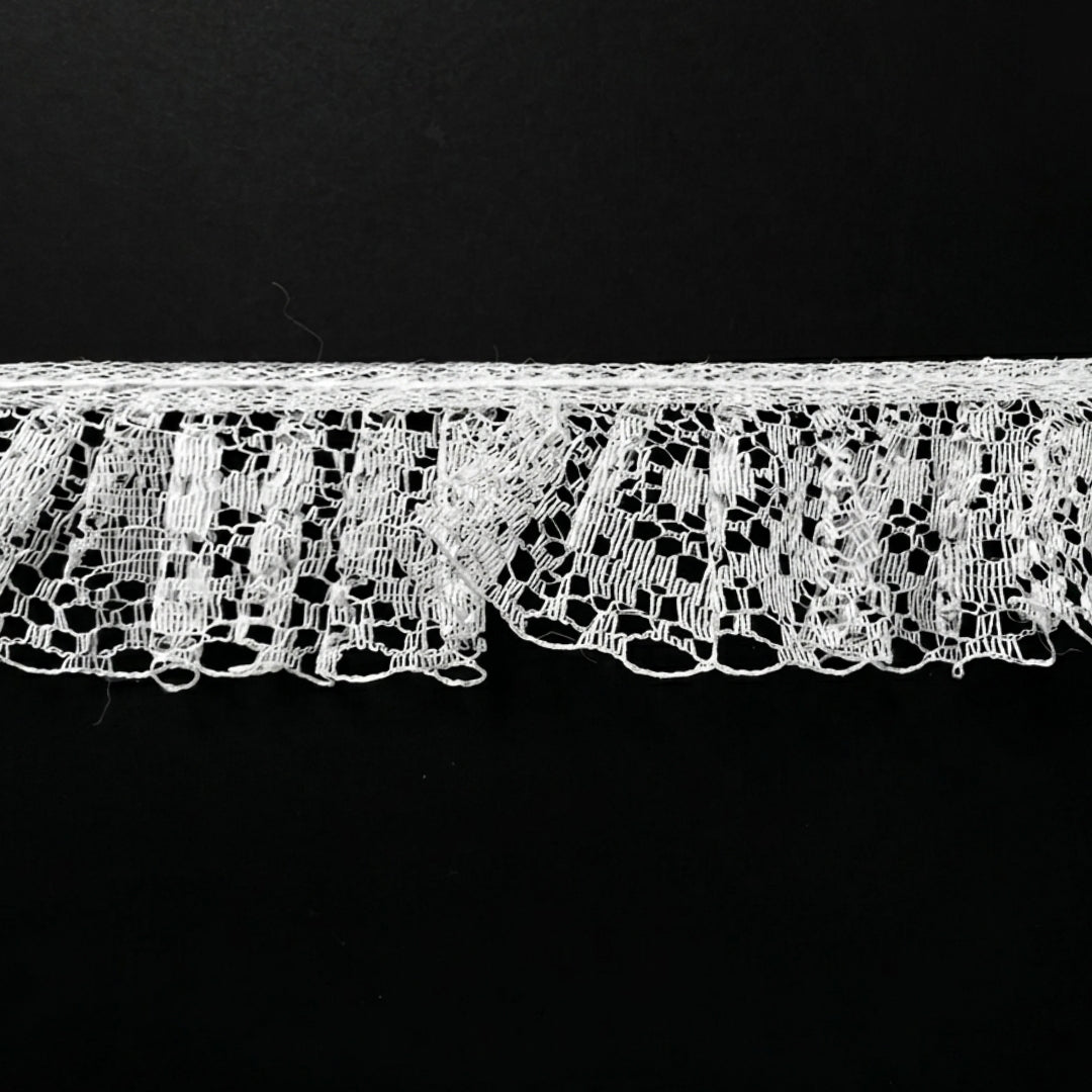 White Gathered Lace - 1 1/2" Width (40 Yard Roll) - BL-8002