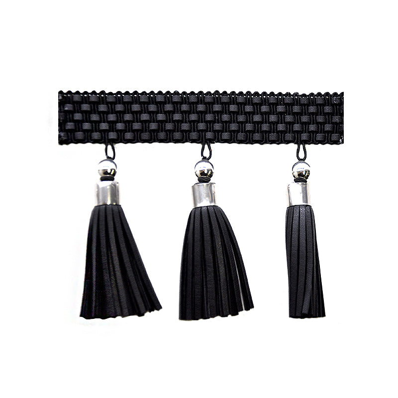 Dakota Collection - 4 1/2" Width Faux Leather Braid with Tassel Fringe-BLF-7778-02