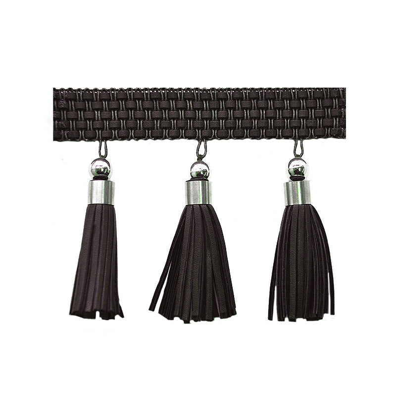 Dakota Collection - 4 1/2" Width Faux Leather Braid with Tassel Fringe-BLF-7778-66