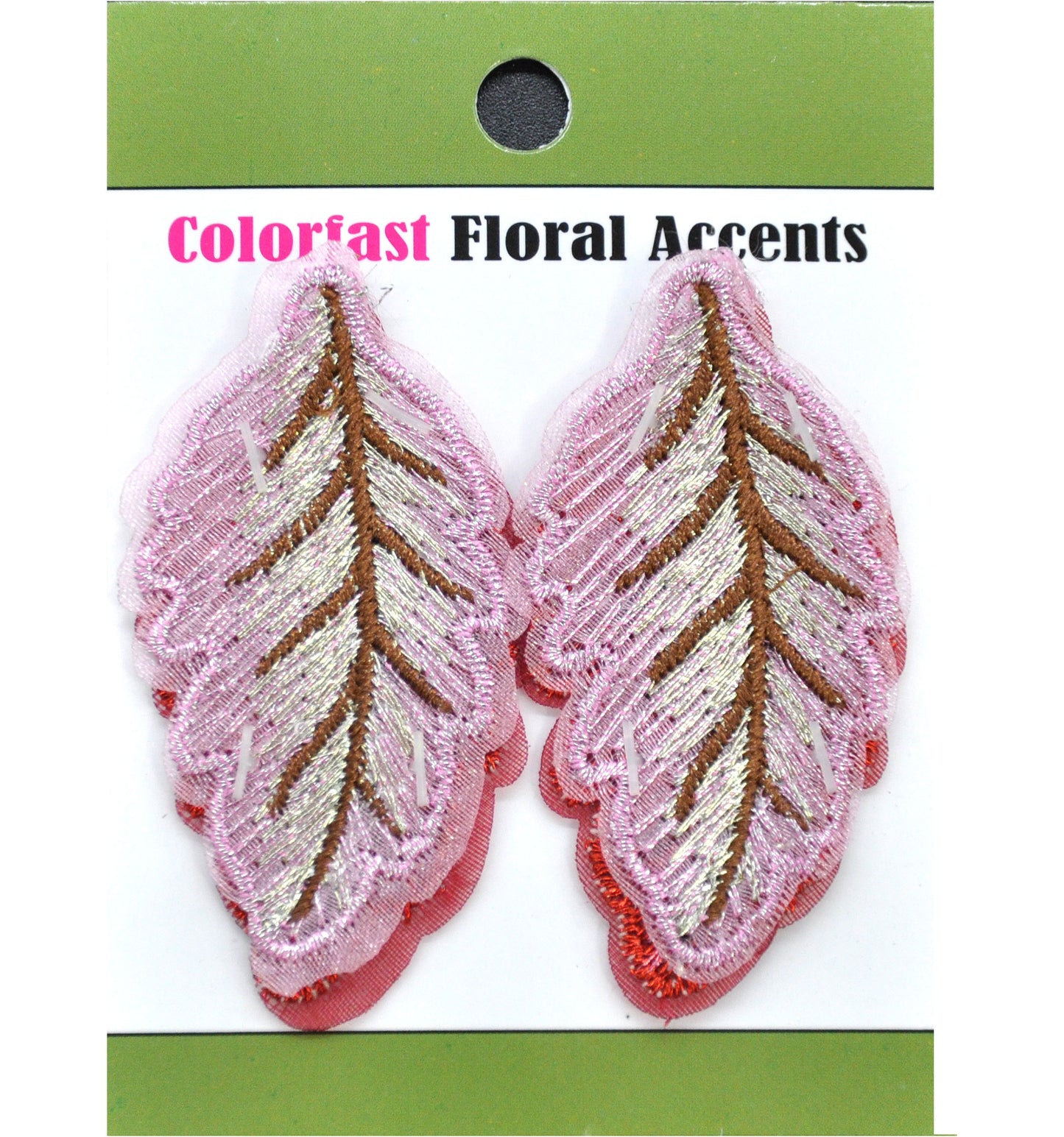 Embroidered Leaf Appliques - 1 1/4" width-BPP-M3-08 (6 Cards Per Order)