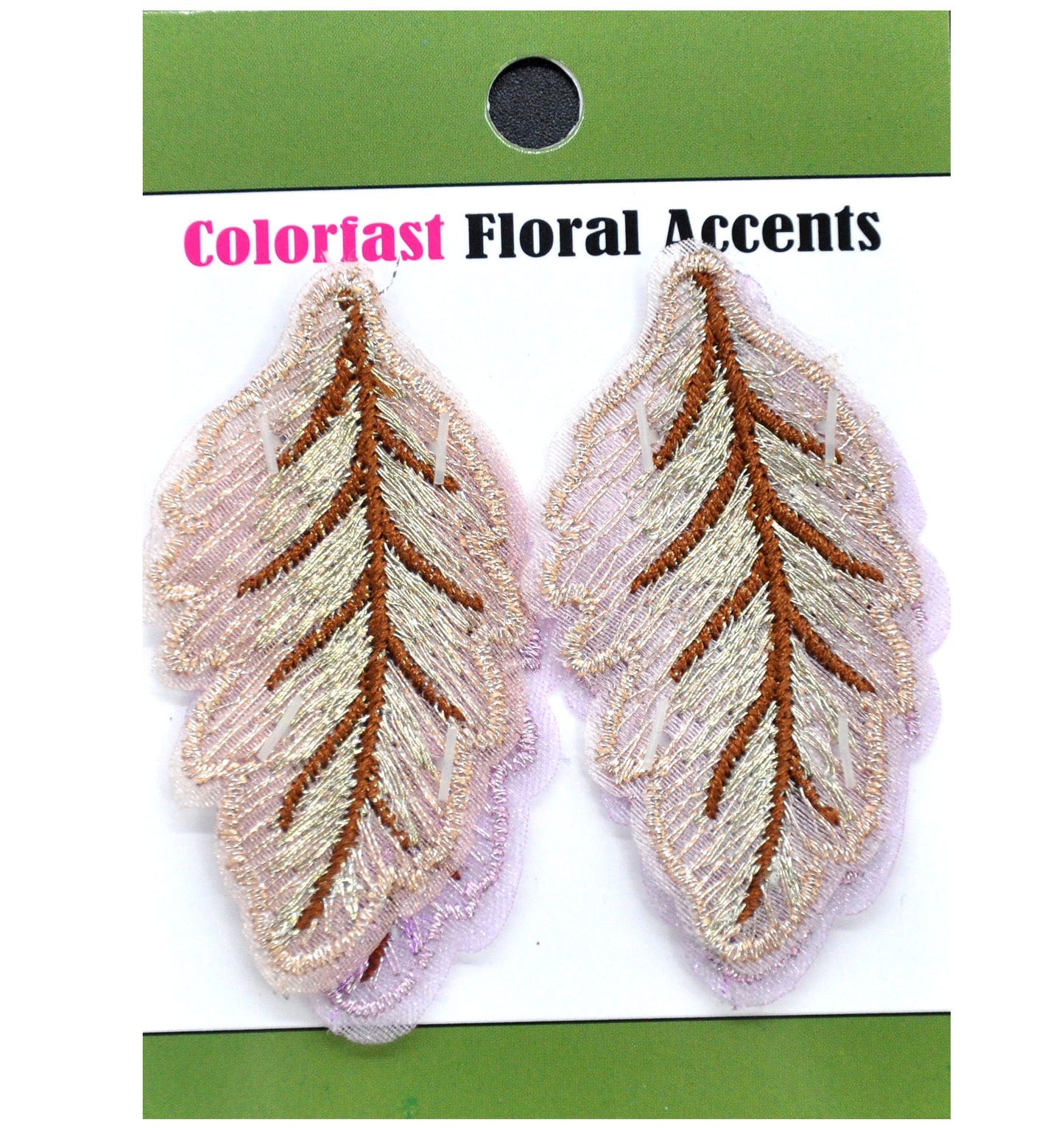 Embroidered Leaf Appliques - 1 1/4" width-BPP-M3-09 (6 Cards Per Order)