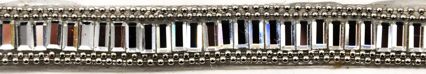 Belagio Enterprises - 3/4" Width Mirror and Beads Trim (15 Yard Roll) - BR-471 Silver