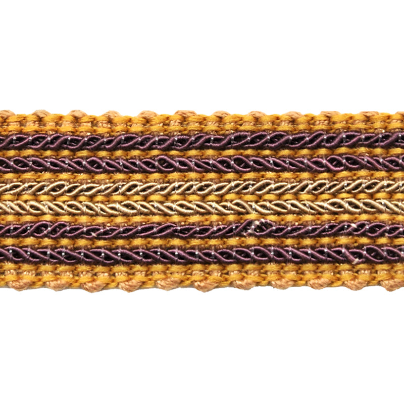 Godiva Collection - 3/4" width NARROW BRAID (25 Yard Roll) - BR-7098-21/38 Lilac and Toffee