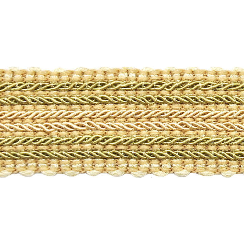 Godiva Collection - 3/4" width NARROW BRAID (25 Yard Roll) - BR-7098-63/61 Moss Green and Mocha