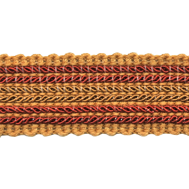 Godiva Collection - 3/4" width NARROW BRAID (25 Yard Roll) - BR-7098-88/61 Dark Brick and Mocha