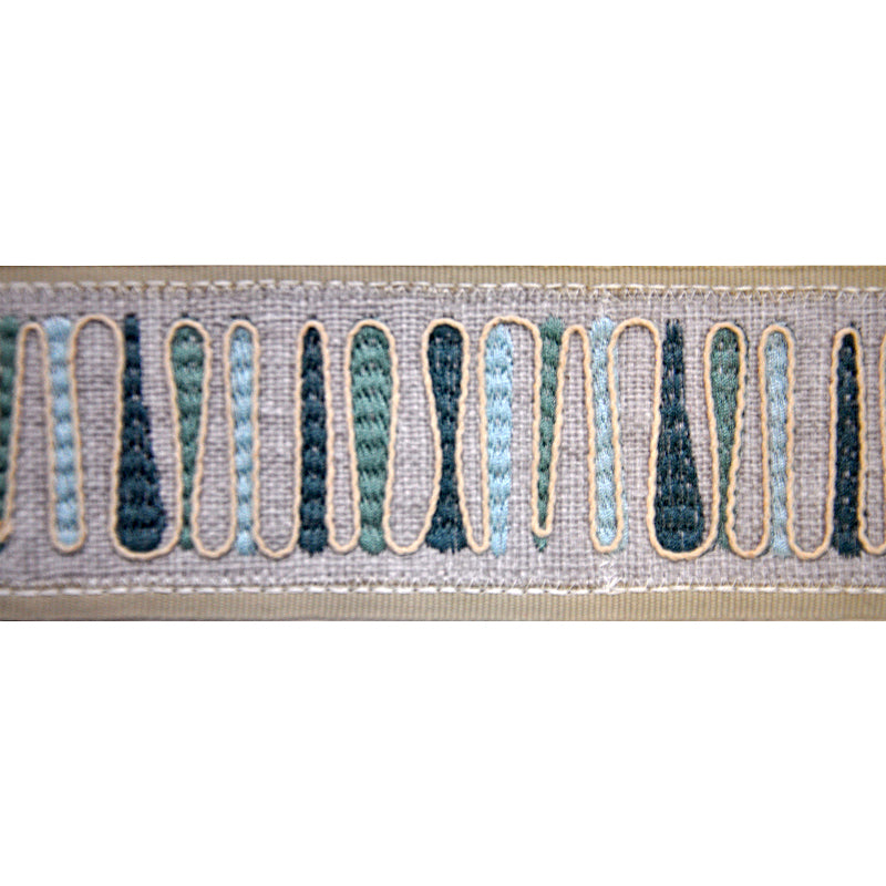 Decorative Woven Trim Tape - 3 1/2" Width (25 Yard Roll) - BR-7350-33 Mint/Light Grey