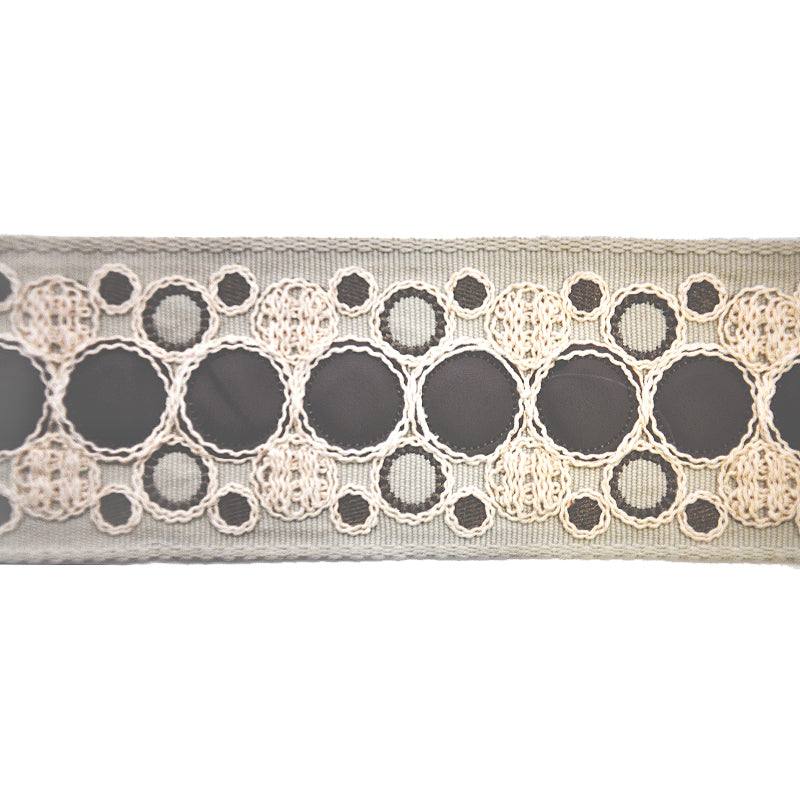 Decorative Woven Trim Tape - 3 1/2" Width (23-30 Yard Roll) - BR-7351-28 Beige/Grey