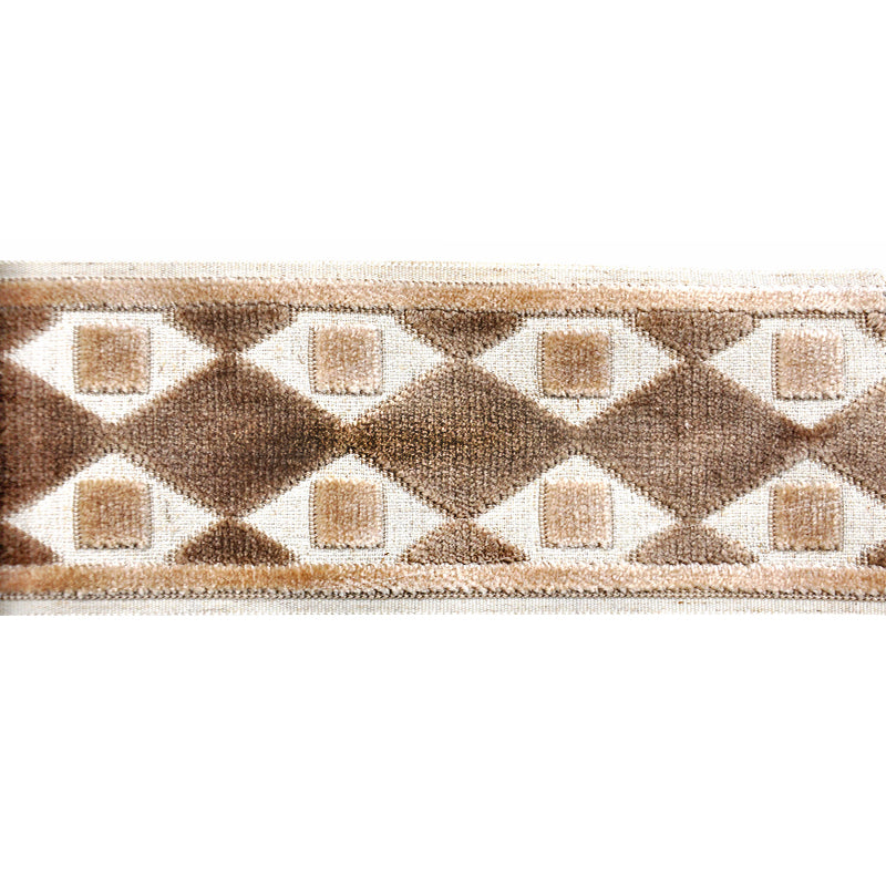 Decorative Chenille Trim Tape - 3 1/2" Wide (25 Yard Roll) - BR-7539-16/24 Beige and Ivory