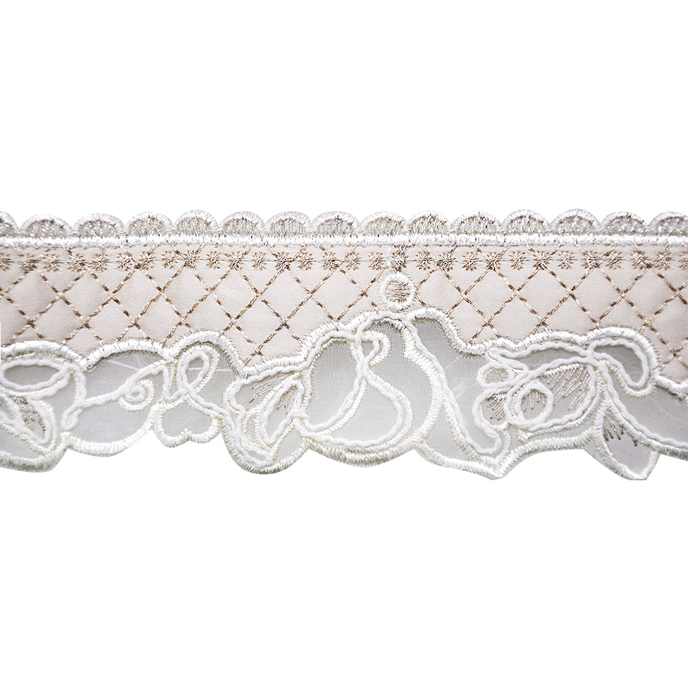 Elegant Lace Trimming - 4" Width (23-30 Yard Roll) - BR-7542-28 Ivory