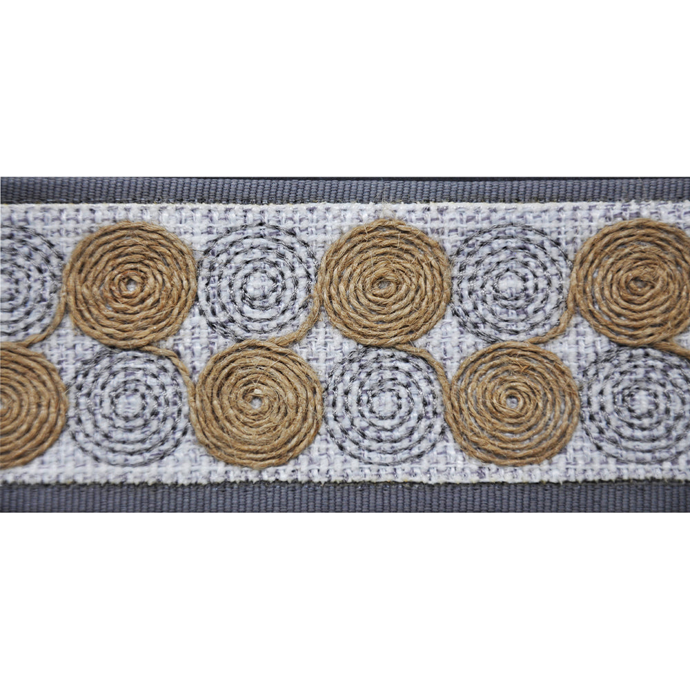 Decorative Woven Trim Tape - 2 3/8" Width (25 Yard Roll) - BR-7591-11 Circles Grey