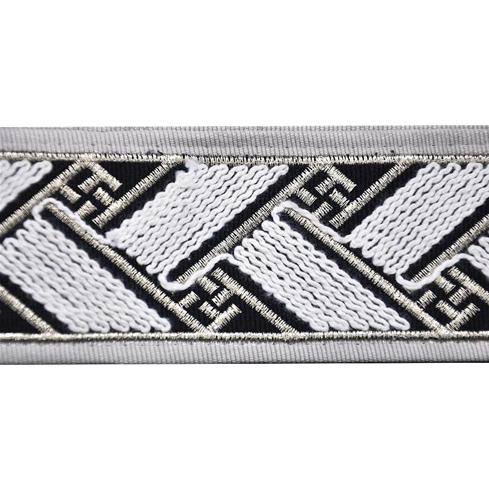 Decorative Woven Trim Tape - 2 3/8" Width (25 Yard Roll) - BR-7594-02 Basket Weave Black