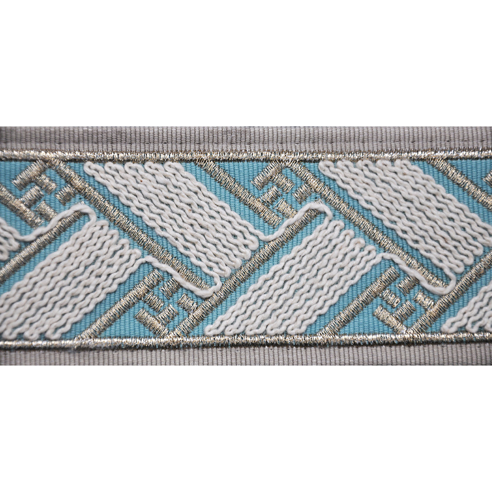 Decorative Woven Trim Tape - 2 3/8" Width (25 Yard Roll) - BR-7594-33 Basket Weave Aqua