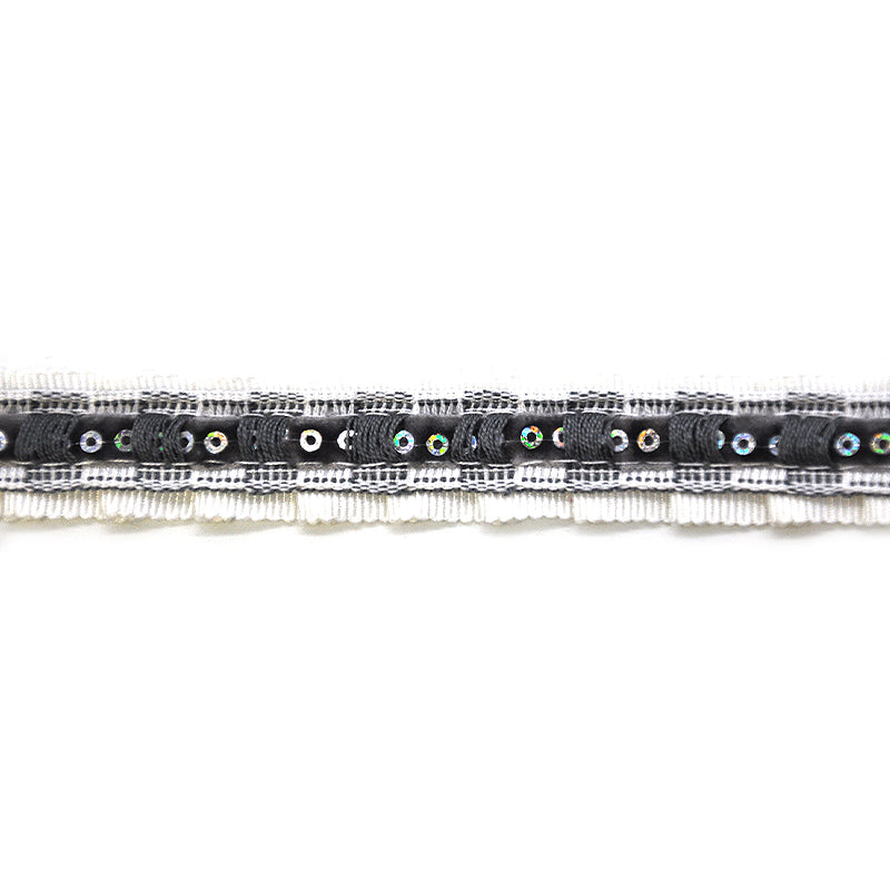 Pleated Ribbon Trim - 3/4" Width Gathered Ribbon with Sequins (15 Yard Roll) - BR-761-27/11