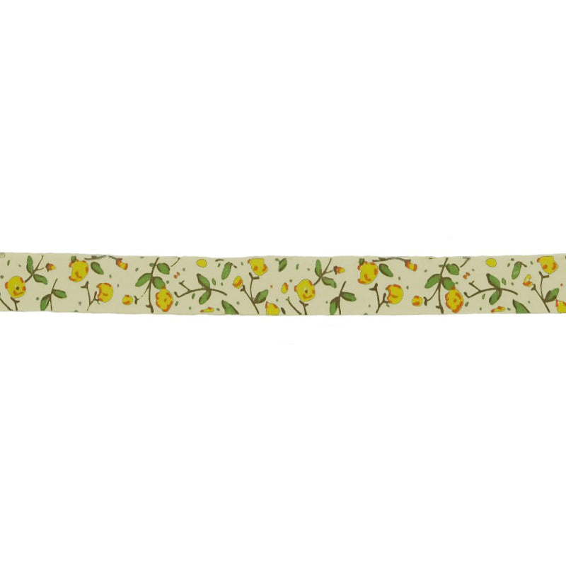 Belagio Enterprises Printed Cotton Ribbon Tape - 5/8" Width x 25 Yards Roll - Yellow Flower