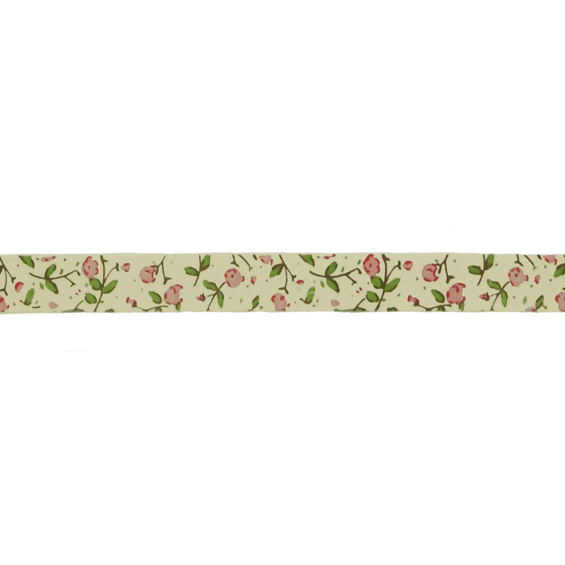 Belagio Enterprises Printed Cotton Ribbon Tape - 5/8" Width x 25 Yards Roll - Pink Flower