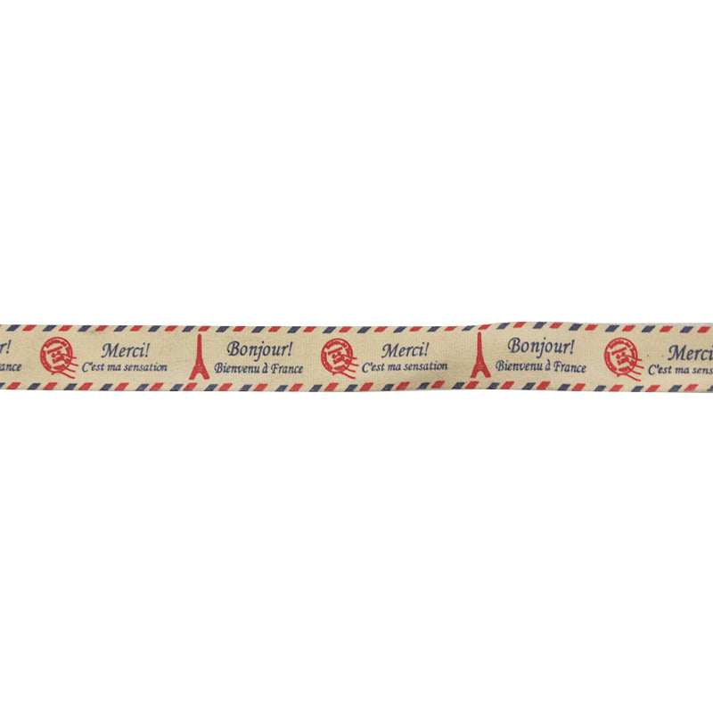 Belagio Enterprises Printed Cotton Ribbon Tape - 5/8" Width x 25 Yards Roll - Bonjour