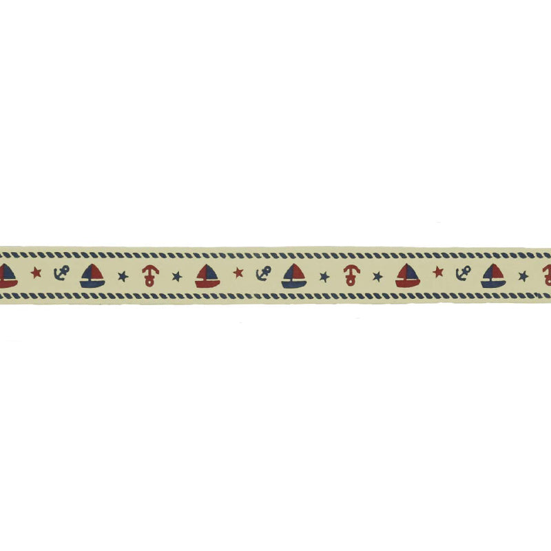 Belagio Enterprises Printed Cotton Ribbon Tape - 5/8" Width x 25 Yards Roll - Boat and Anchor