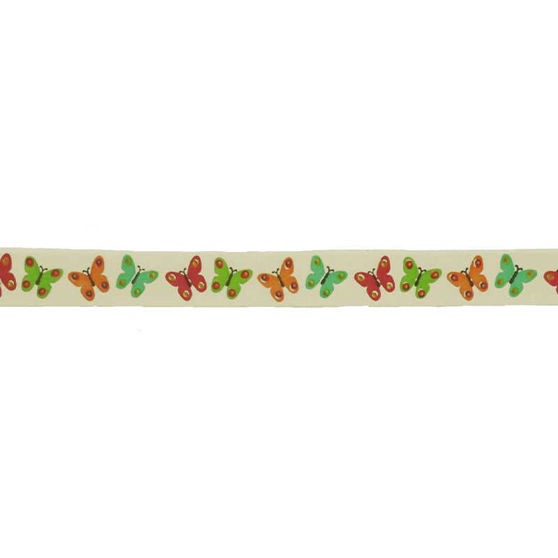 Belagio Enterprises Printed Cotton Ribbon Tape - 5/8" Width x 25 Yards Roll - Butterfly