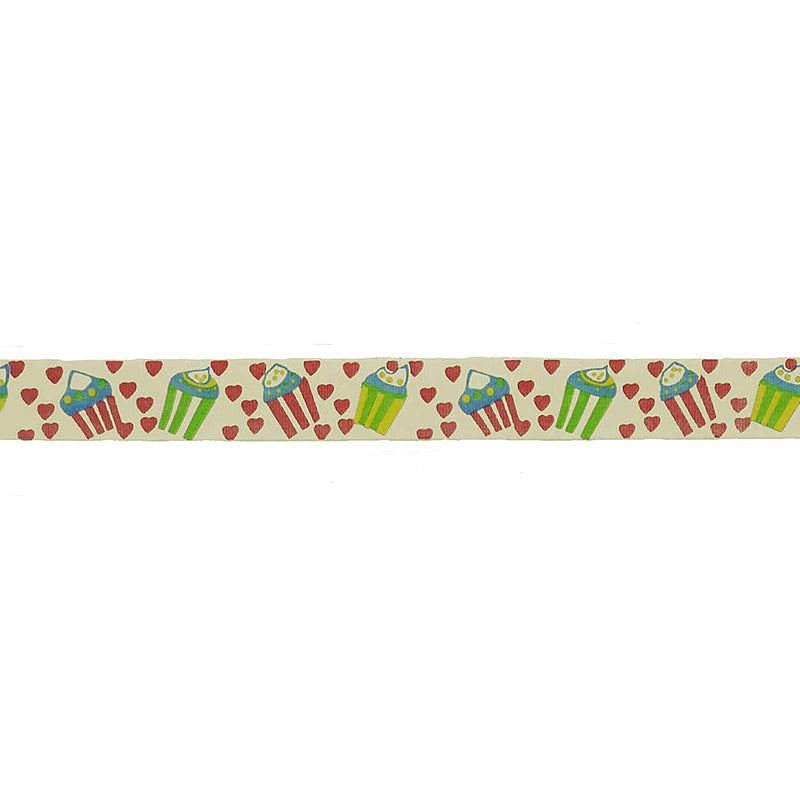 Belagio Enterprises Printed Cotton Ribbon Tape - 5/8" Width x 25 Yards Roll - Cupcakes