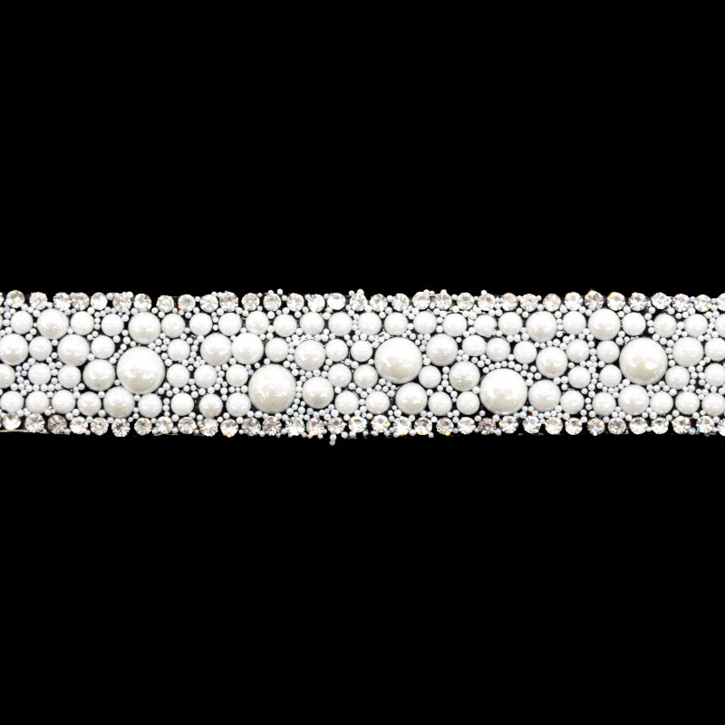 Iron-On Beaded Pearl Trim - 1/2" Width (5 Yard Roll) - BR-485