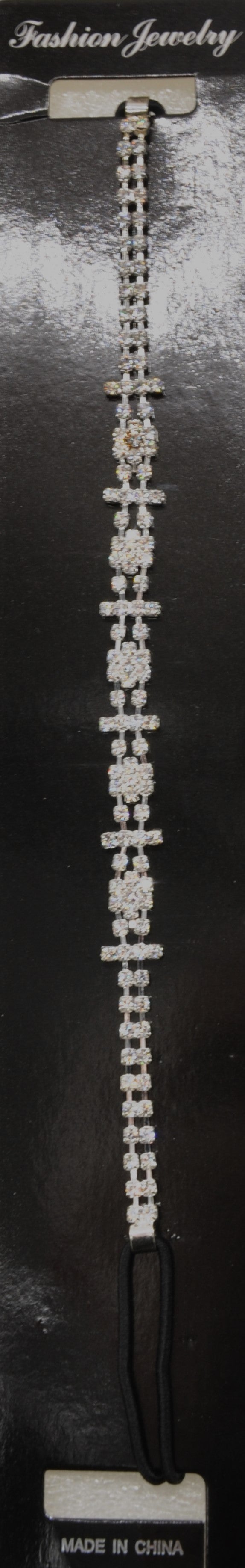 Belagio Enterprises - 6pcs Silver Rhinestone Elastic Headband - BRH-9