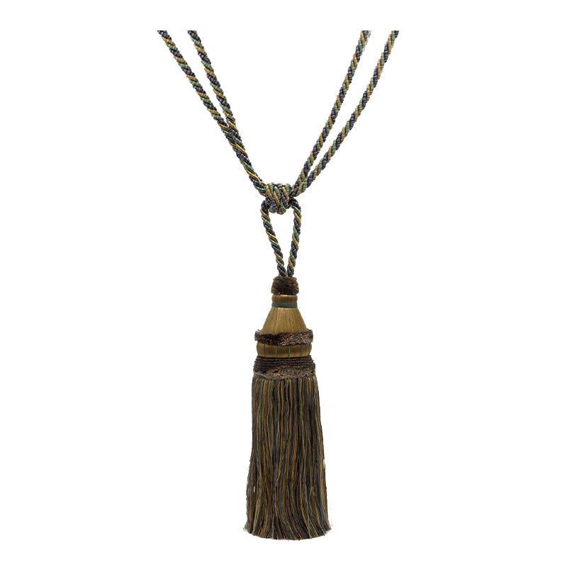 Odyssey Collection - 12" Length SINGLE TASSEL TIEBACK - BT-6030-38/04 Green, Blue and Tan