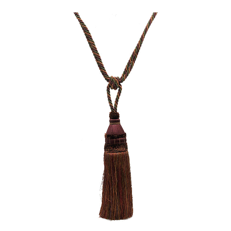 Odyssey Collection - 12" Length SINGLE TASSEL TIEBACK - BT-6030-70/81 Burgundy and Mocha